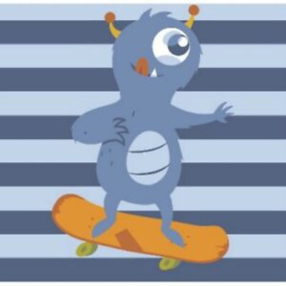 Oopsy Daisy Too Art For Kids "Skateboarding Monster" Canvas 6" x 6” x 1.5"